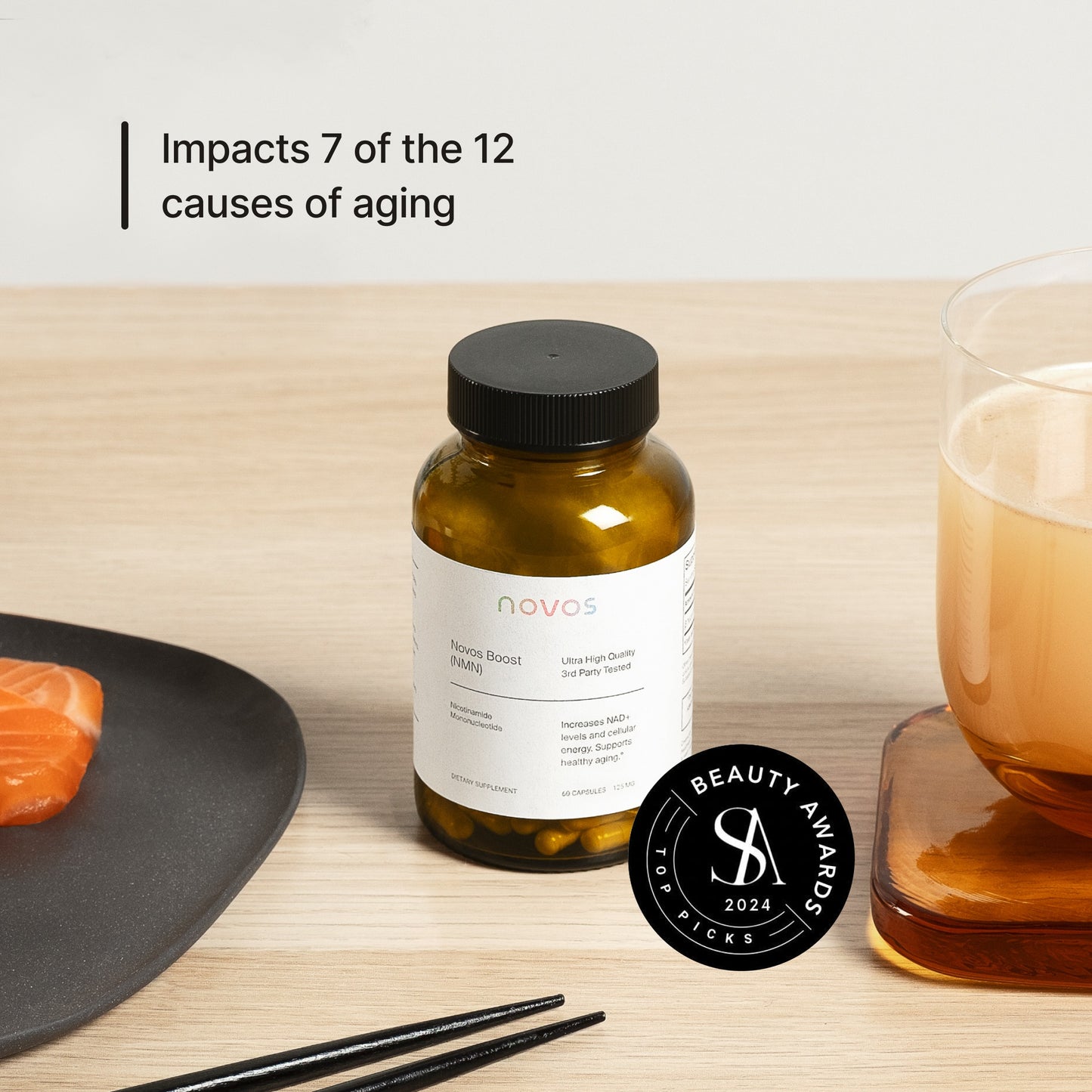 Novos Boost NMN - Contains 250 mg of High-Purity NMN, 60 Capsules, Supports Cellular Repair and DNA Protection, Boosts NAD+