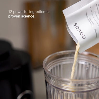 NOVOS Core Longevity Mix, Anti-Aging Supplement, Drink Powder Packet Orange Flavor - Skin Support, Energy, Mood, Sleep and Cognition Support - 30 Servings