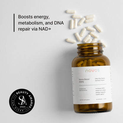 Novos Boost NMN - Contains 250 mg of High-Purity NMN, 60 Capsules, Supports Cellular Repair and DNA Protection, Boosts NAD+